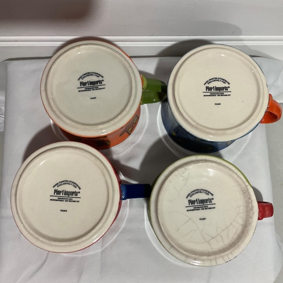 Pier 1 multi coloured owl stackable mugs set of 4 - Picture 6 of 10